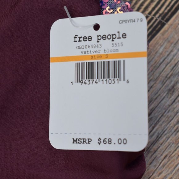 Free People Turn It On Satin Sequin Bandeau Cami‎ Babydoll Tank Plum Purple - Picture 16 of 16